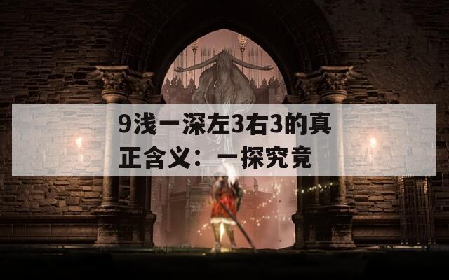 9浅一深左3右3的真正含义：一探究竟
