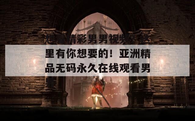 想看精彩男男视频？这里有你想要的！亚洲精品无码永久在线观看男男