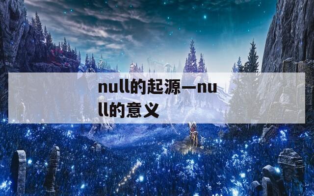 null的起源—null的意义