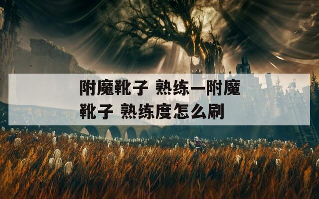 附魔靴子 熟练—附魔靴子 熟练度怎么刷