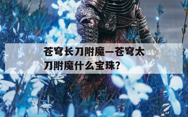苍穹长刀附魔—苍穹太刀附魔什么宝珠？