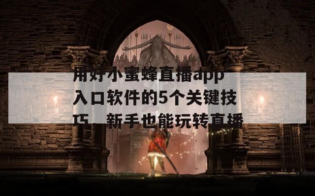 用好小蜜蜂直播app入口软件的5个关键技巧，新手也能玩转直播