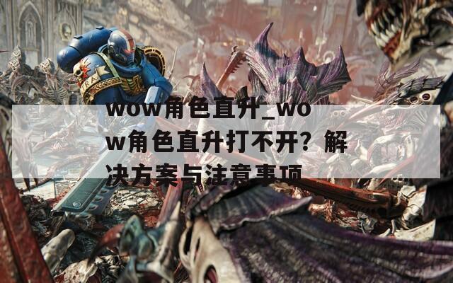 wow角色直升_wow角色直升打不开？解决方案与注意事项